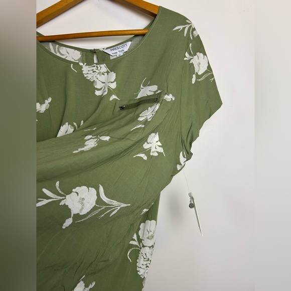 Prescott New York Top Blouse plus Size 2X green Floral Lightweight Comfortable - Picture 9 of 12